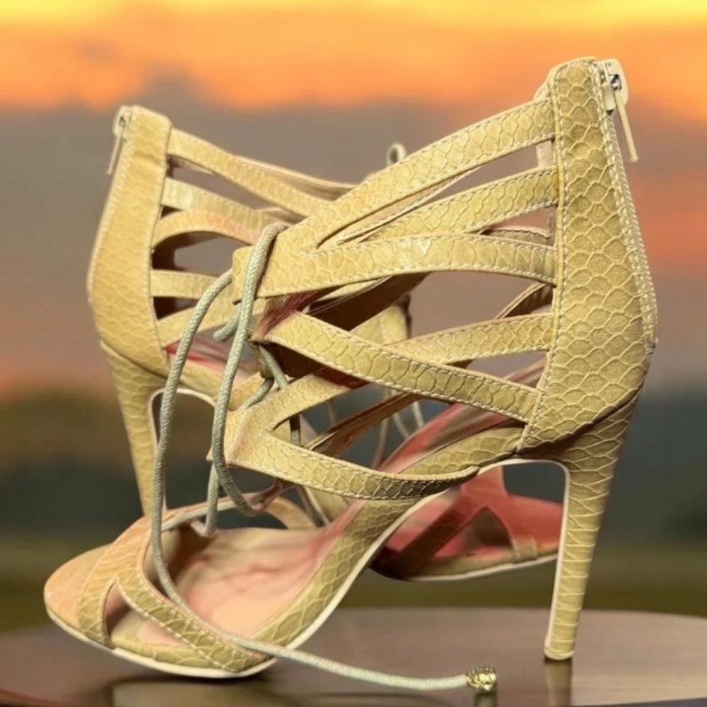 Elegant Beige Strappy Heels